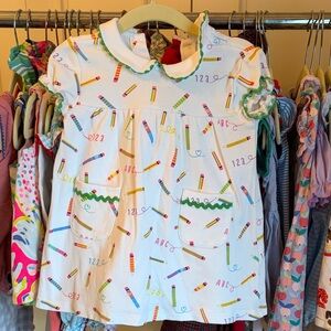 bella bliss White Dress with Colorful Crayon Print